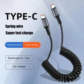 100W 6A Fast Charging Type C to Type C Telescopic Cord