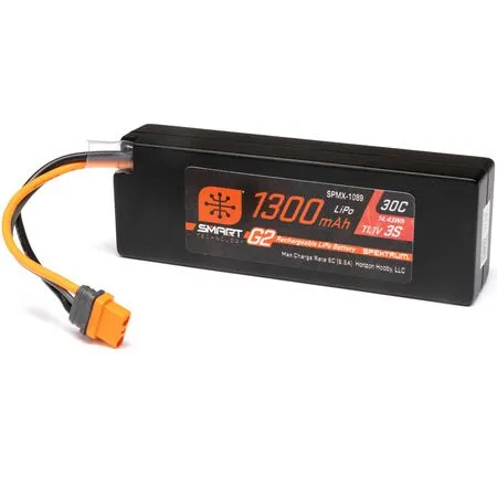 11.1V 1300mAh 3S 30C Smart G2 LiPo Battery: IC2 Connecto