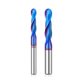 1/4 Inch/6.35mm 8mm Shank Spiral Up Cut Ball Nose End Mill Router Bit with Nano Blue Coating Milling Cutter Tungsten Carbide Flutes