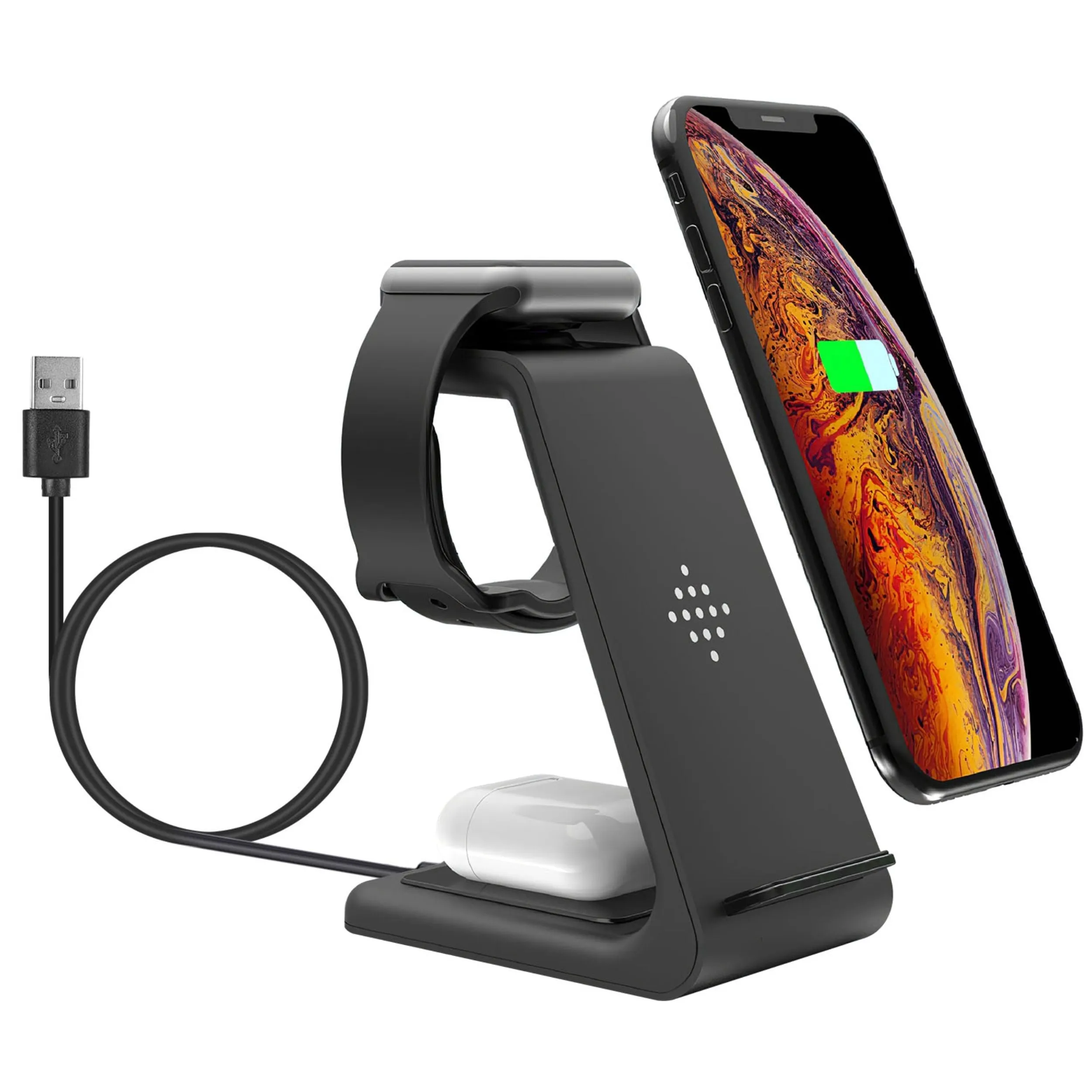 15W 3-in-1 Wireless Charger Dock: Fast Charging Station for iPhone 13/12/11/XS, Apple Watch Series 7/6/5/4/3/2/1, AirPods 2 & Pro