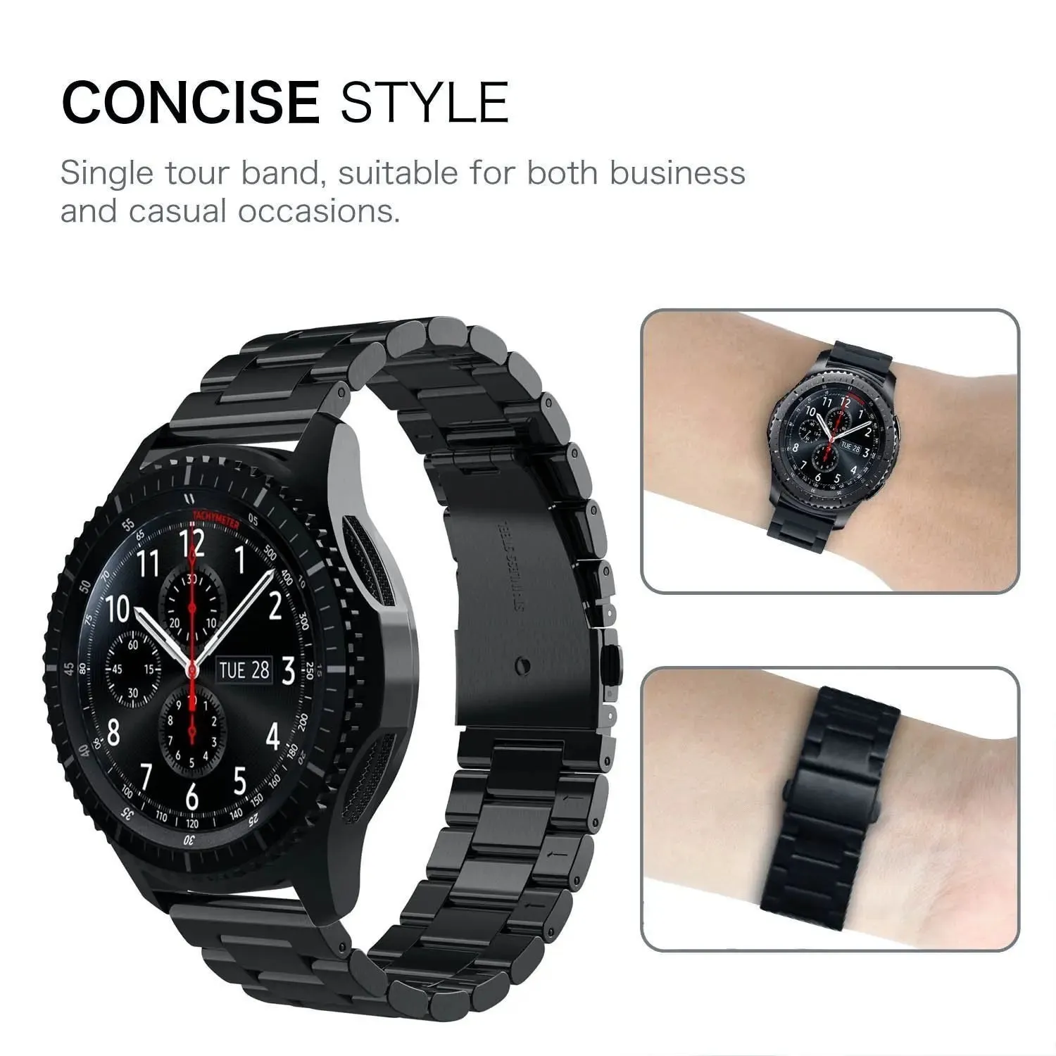 18 20 22 24mm Full Stainless Steel Watchband For SAMSUNG GEAR S3 S2 Classic Straps Galaxy watch 42 46mm Huawei Watch 2 Pro/ GT