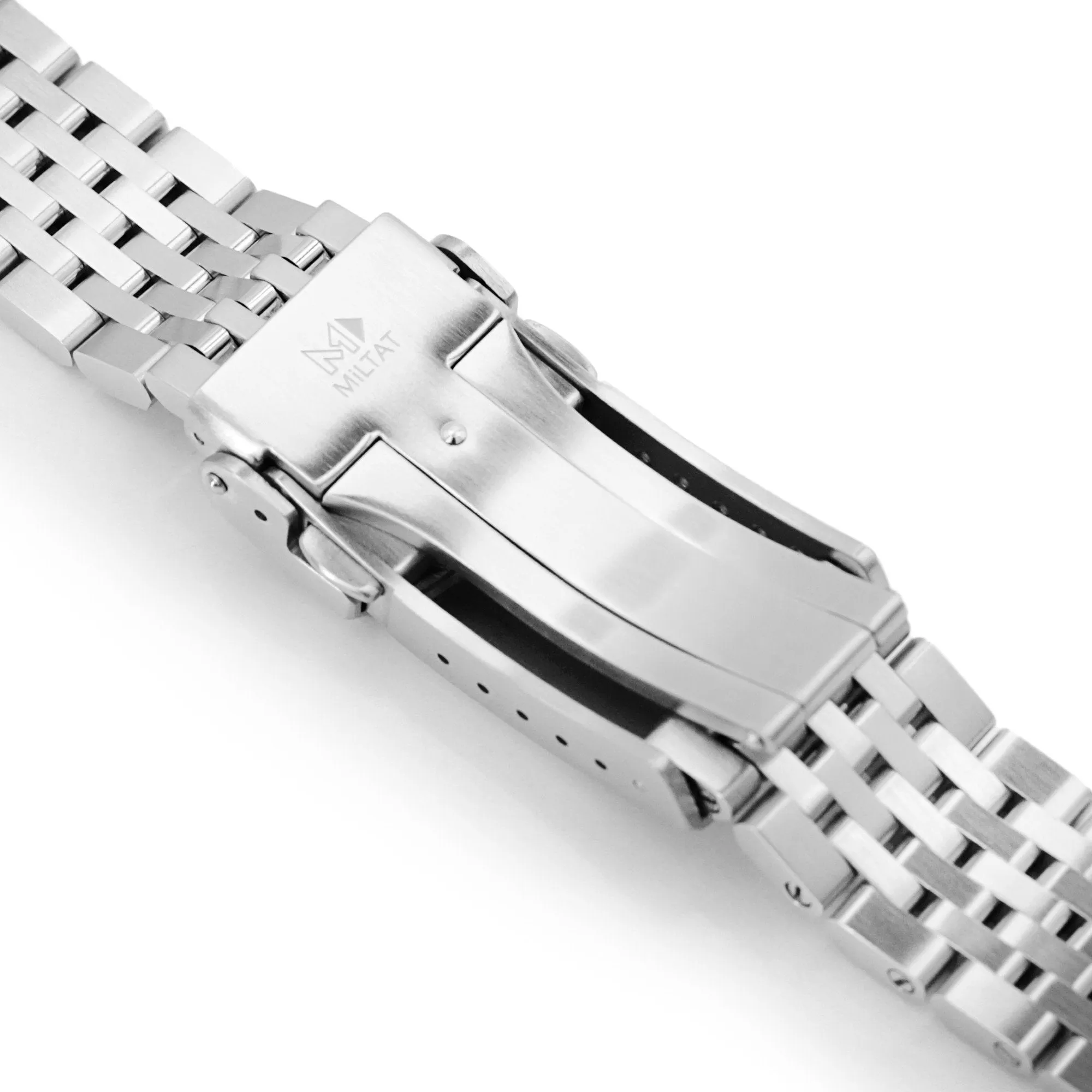 19mm, 20mm Asteroid QR Watch Band Straight End Quick Release, 316L Stainless Steel Brushed and Polished V-Clasp