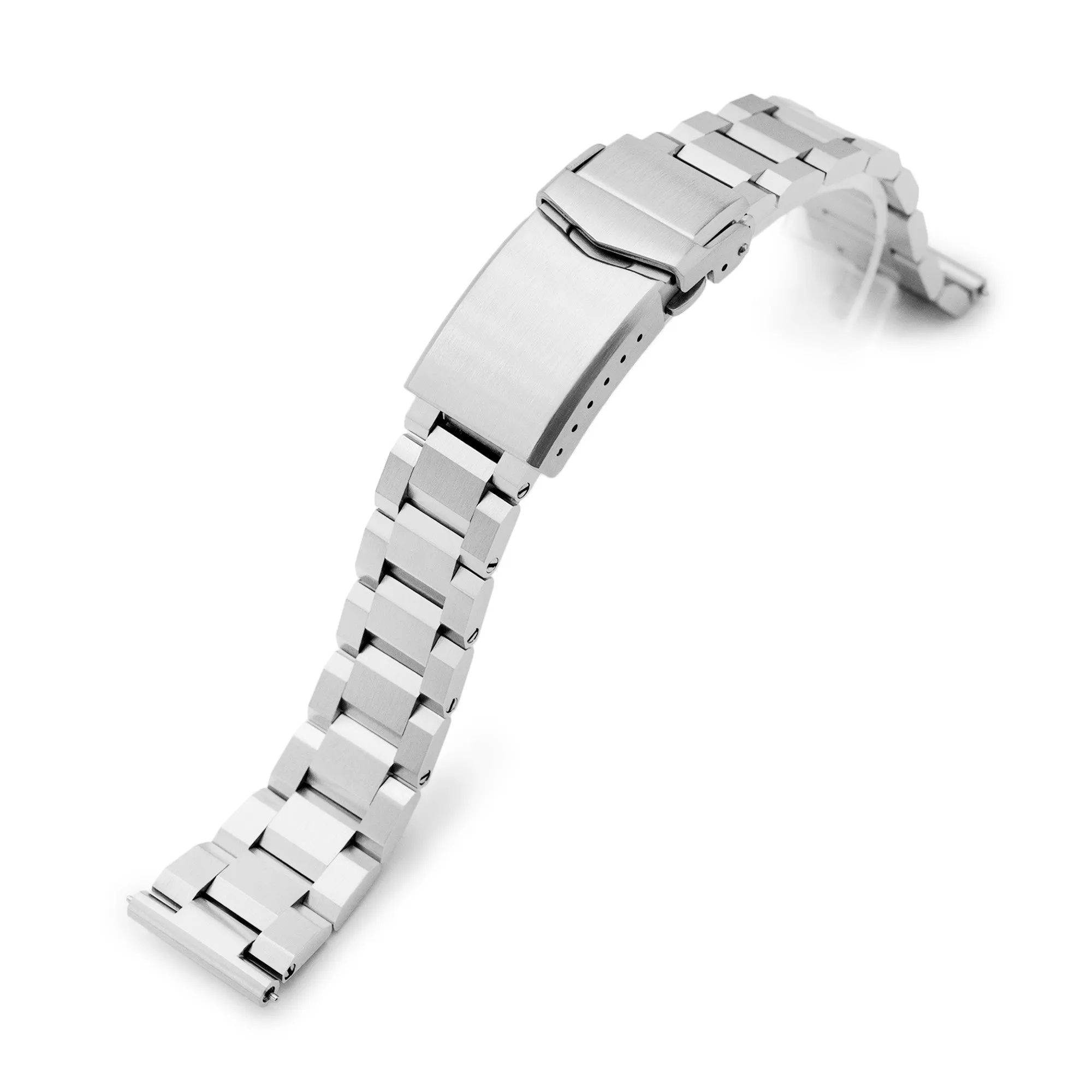 19mm Hexad III QR Watch Band Straight End Quick Release, 316L Stainless Steel Brushed V-Clasp