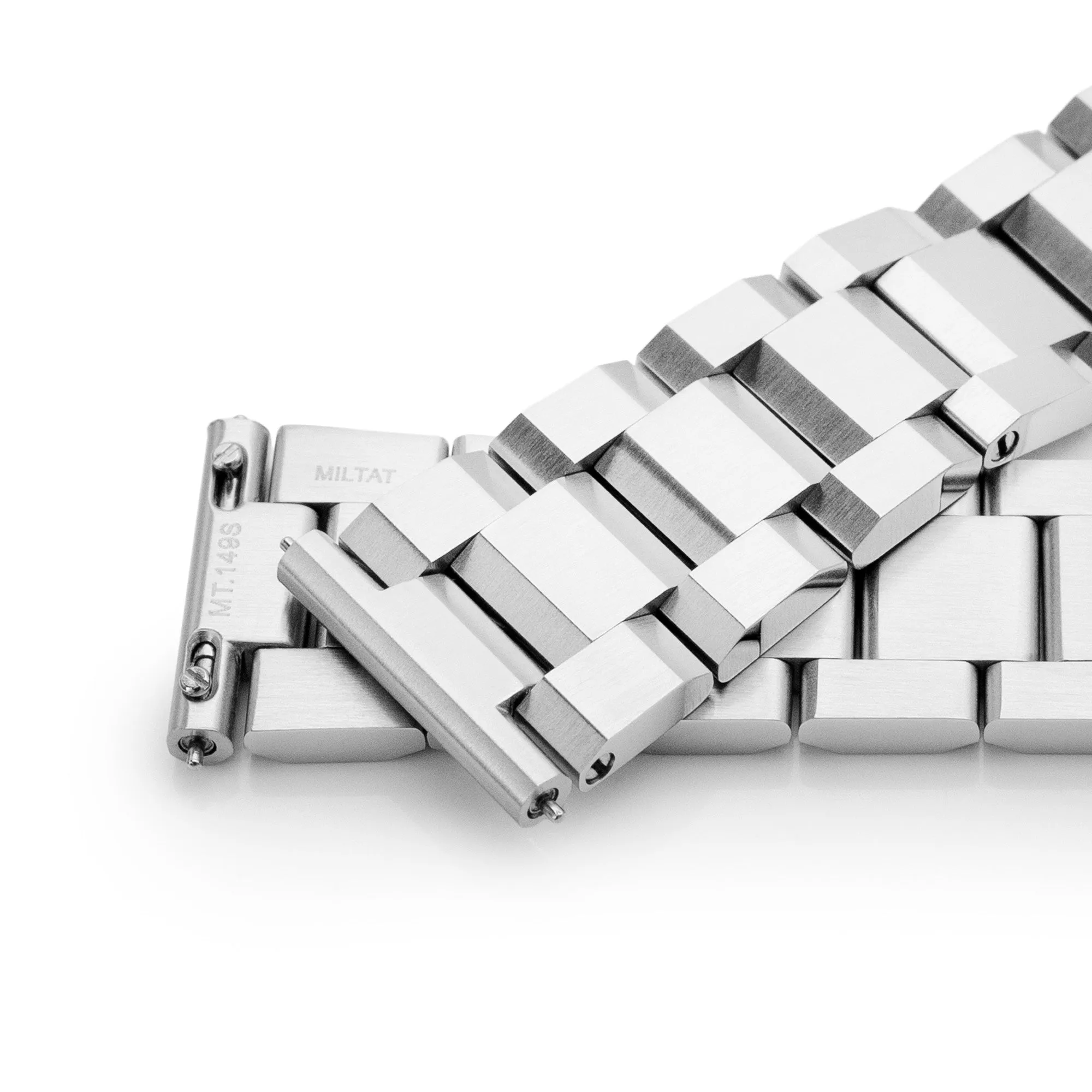 19mm Hexad III QR Watch Band Straight End Quick Release, 316L Stainless Steel Brushed V-Clasp