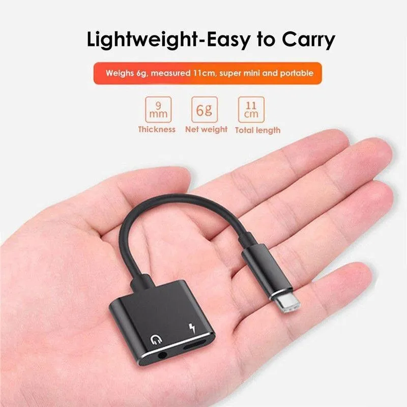 2-In-1 USB Type-C to 3.5mm Adapter and USB-C Charging Headphone Jack Aux Jack for Xiaomi Huawei Oneplus Samsung HTC