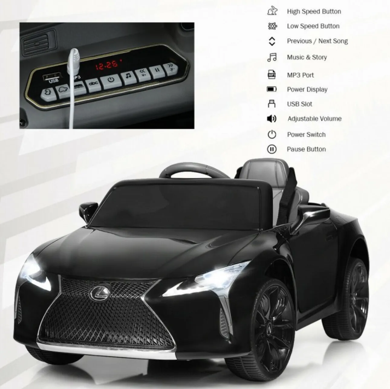 2025 Licensed 12V Lexus LC500 12V Kids Ride-On Car 1 Seater Upgraded | Music | Shocks | Bright Lights | Remote | Ages 3-8