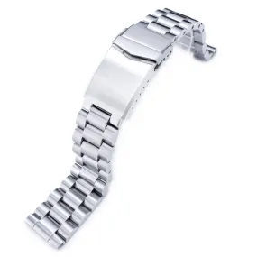 20mm Endmill Solid Watch Band Straight End, 316L Stainless Steel V-Clasp Button Double Lock