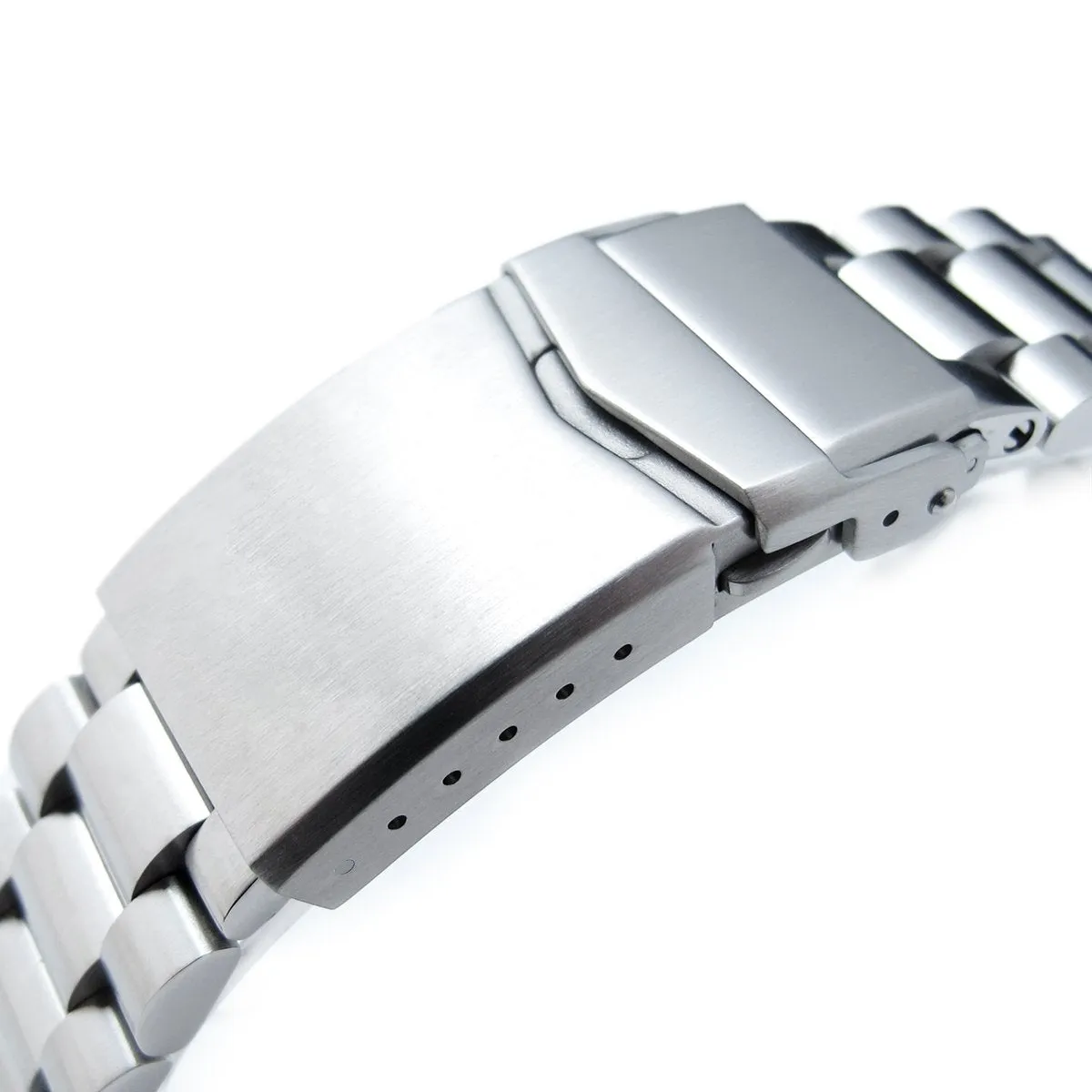 20mm Endmill Solid Watch Band Straight End, 316L Stainless Steel V-Clasp Button Double Lock