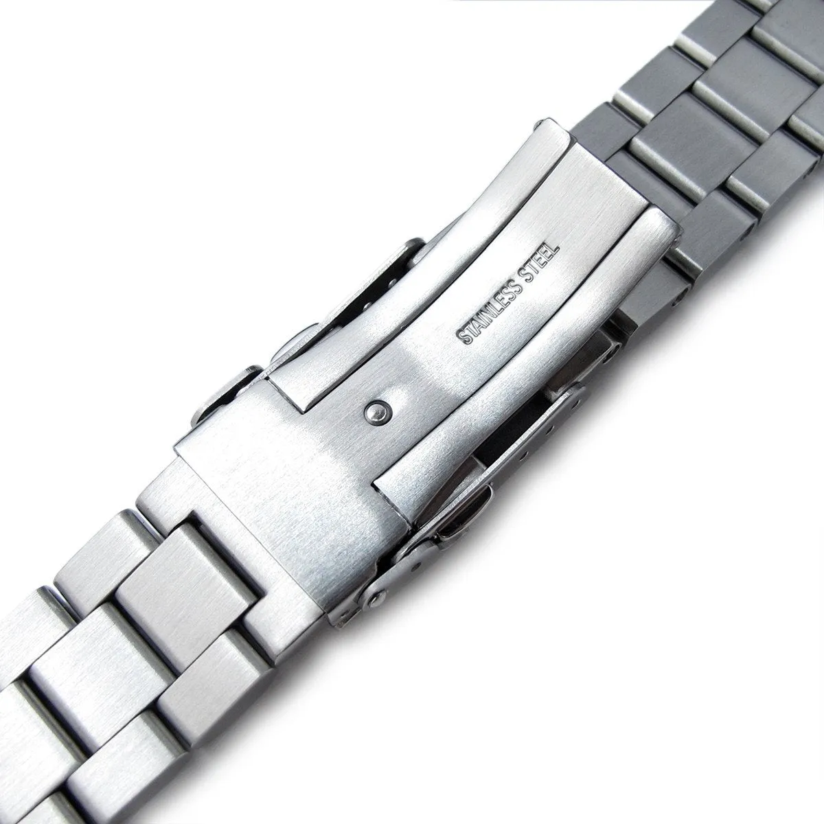 20mm Hexad Watch Band Straight End Lug, 316L Stainless Steel Brushed Diver Clasp