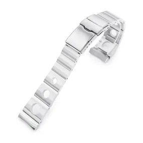 20mm Rollball version II Watch Band for Omega Seamaster 42mm, 316L Stainless Steel Brushed Baton Diver Clasp