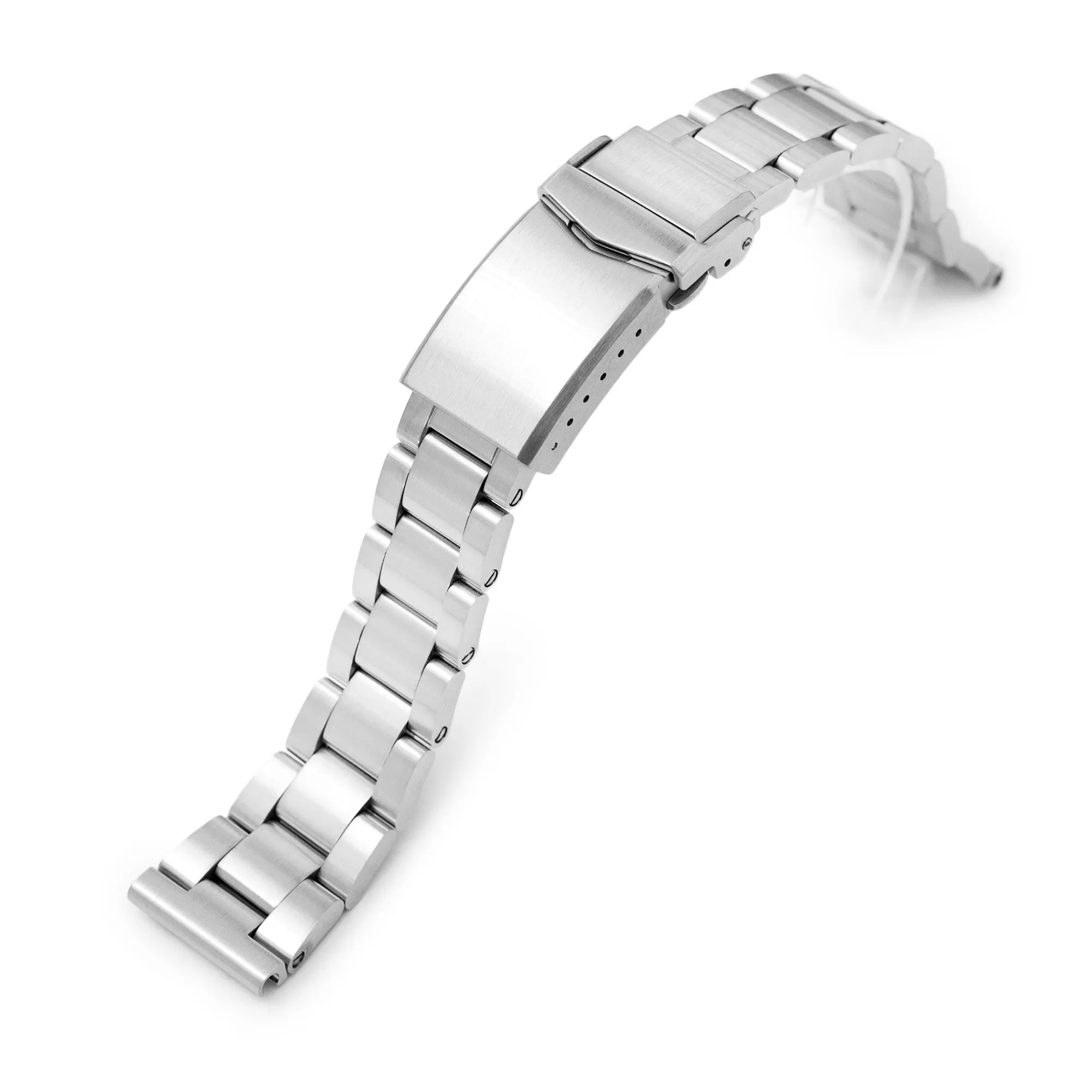 20mm Super Boyer Watch Band Straight End, 316L Stainless Steel Brushed V-Clasp