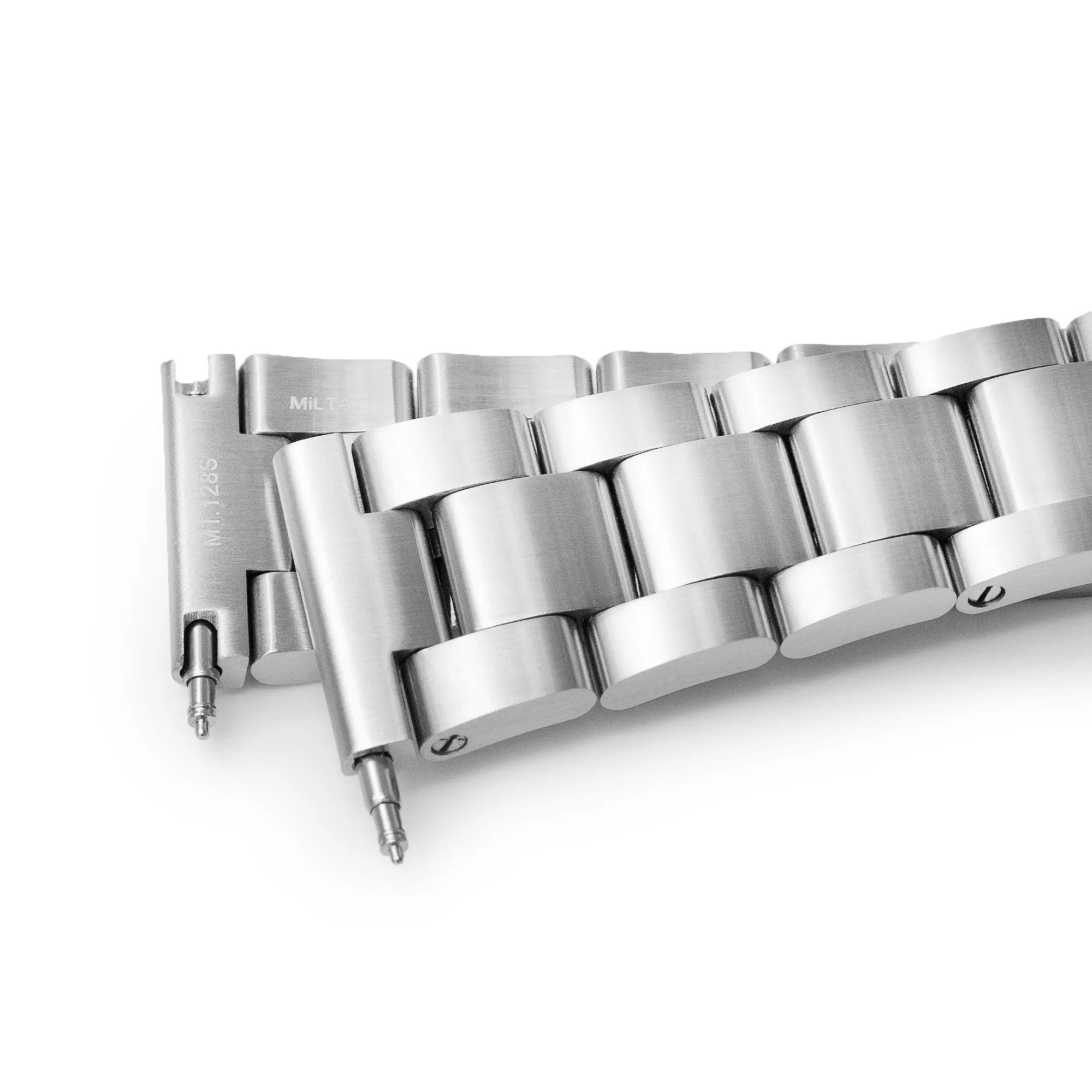 20mm Super Boyer Watch Band Straight End, 316L Stainless Steel Brushed V-Clasp