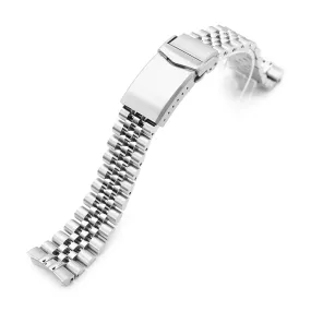 20mm Super-JUB II Watch Band for Seiko Prospex Speedtimer SSC813 SSC815 SSC817, Stainless Steel - Brushed with Polished Center, V Diver Clasp