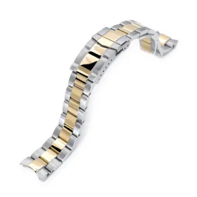 20mm Super-O Boyer Watch Band compatible with Seiko Alpinist SARB017, Two Tone IP Gold Solid SUB Clasp