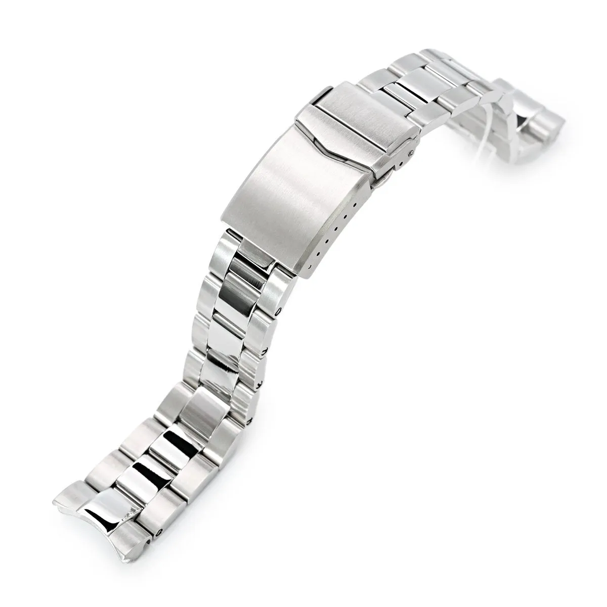 20mm Super-O Boyer Watch Band for Seiko Mini Turtles SRPC35 SBDY109 SBDY085, Stainless Steel - Brushed with Polished Center, V Diver Clasp