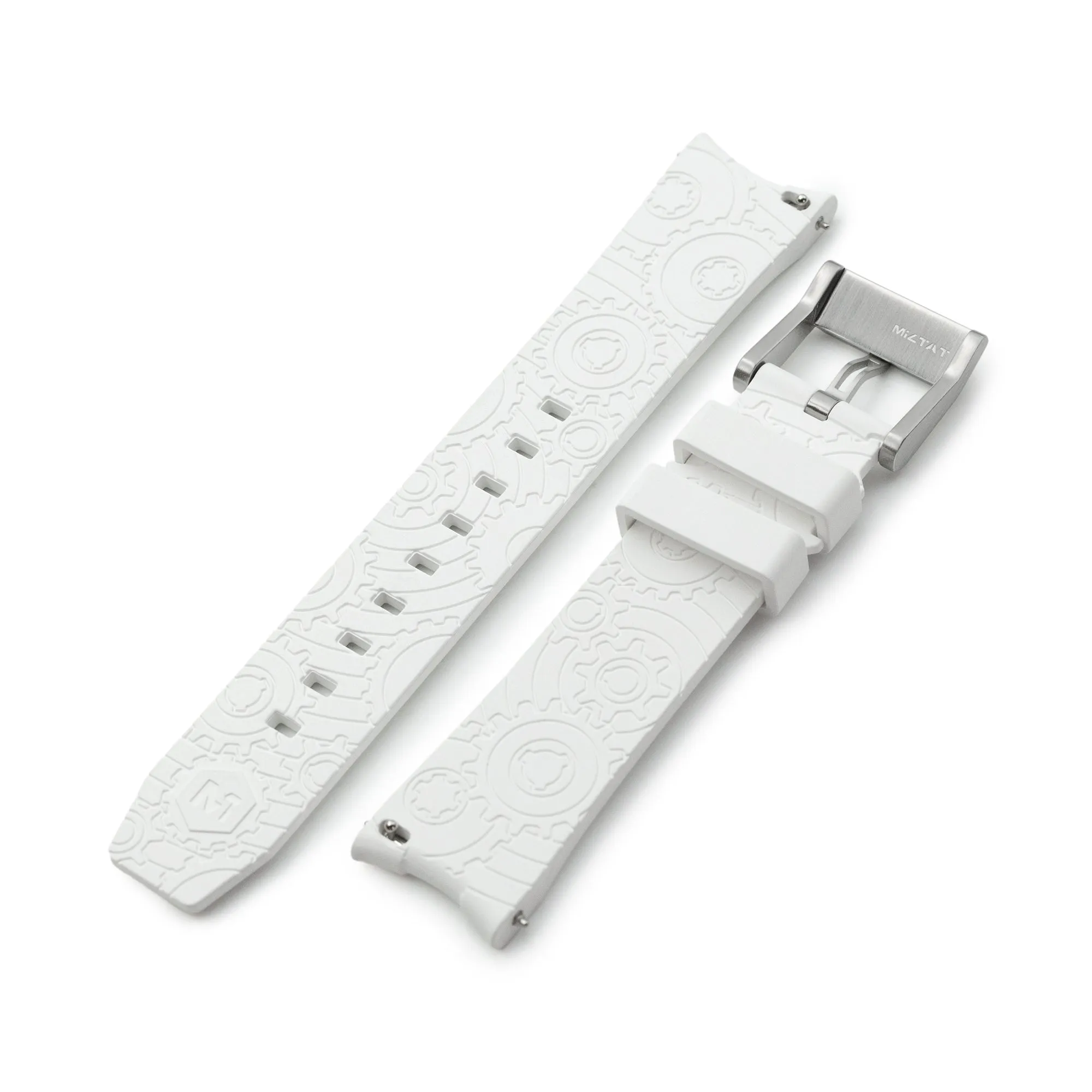 20mm Wheels Resilient Curved End FKM Rubber watch strap, White