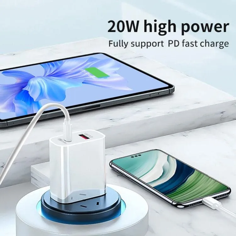 20W Power Delivery Type-C Fast Charging Travel Charger with Quick Charge 3.0 and Type-C to Type-C Data Cable