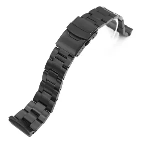 22mm Super-O Boyer Watch Band compatible with Seiko Black Turtle SRPC49, 316L Stainless Steel Diamond-like Carbon (DLC Black) Diver Clasp