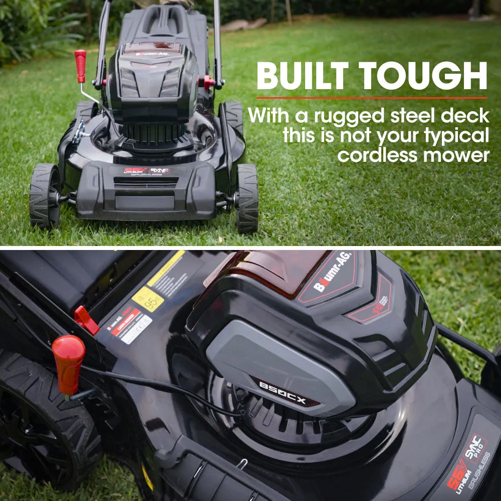 22" 56V Cordless Electric Lawn Mower, Steel Deck, 10 Heights Baumr-AG