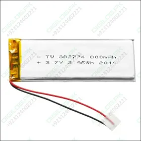 3.7v 800mah Battery Rechargeable Lithium Polymer Ion Battery Tw382774