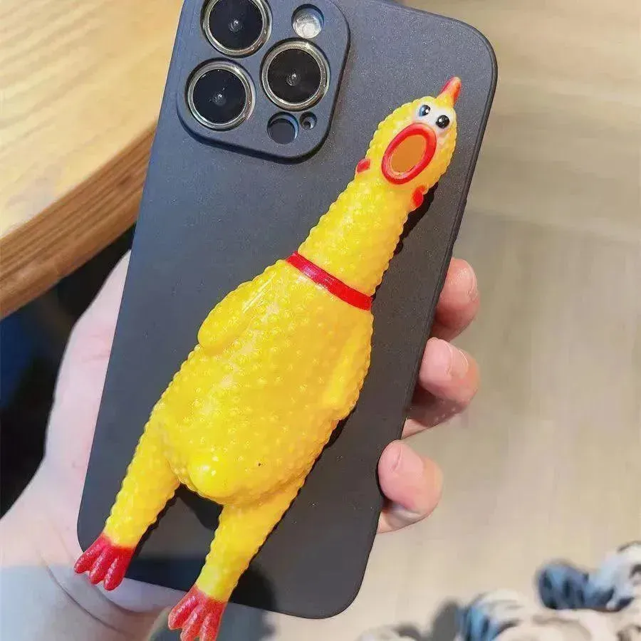 3D Squeaky Chicken Phone Case (For iPhones)