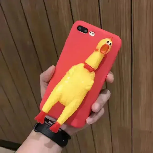 3D Squeaky Chicken Phone Case (For iPhones)