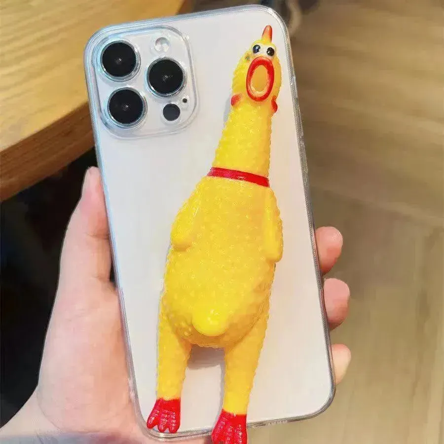 3D Squeaky Chicken Phone Case (For iPhones)