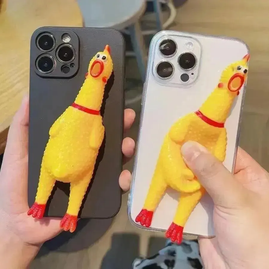 3D Squeaky Chicken Phone Case (For iPhones)