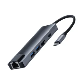 5-in-1 Hub USB Type C to HDMI with 2 USB 3.0 and Ethernet Port - Macbook | Windows