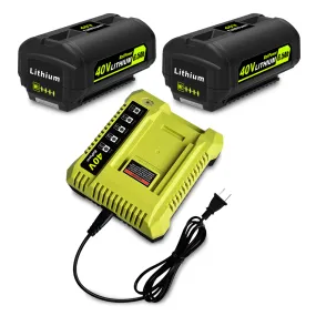 6.5AH 40V Lithium Battery and Charger Combo for Ryobi 40V Battery with Charger Kit OP401 OP40602 OP40601 6Ah 5Ah 4Ah 3Ah Ryobi 40V Battery and Charger