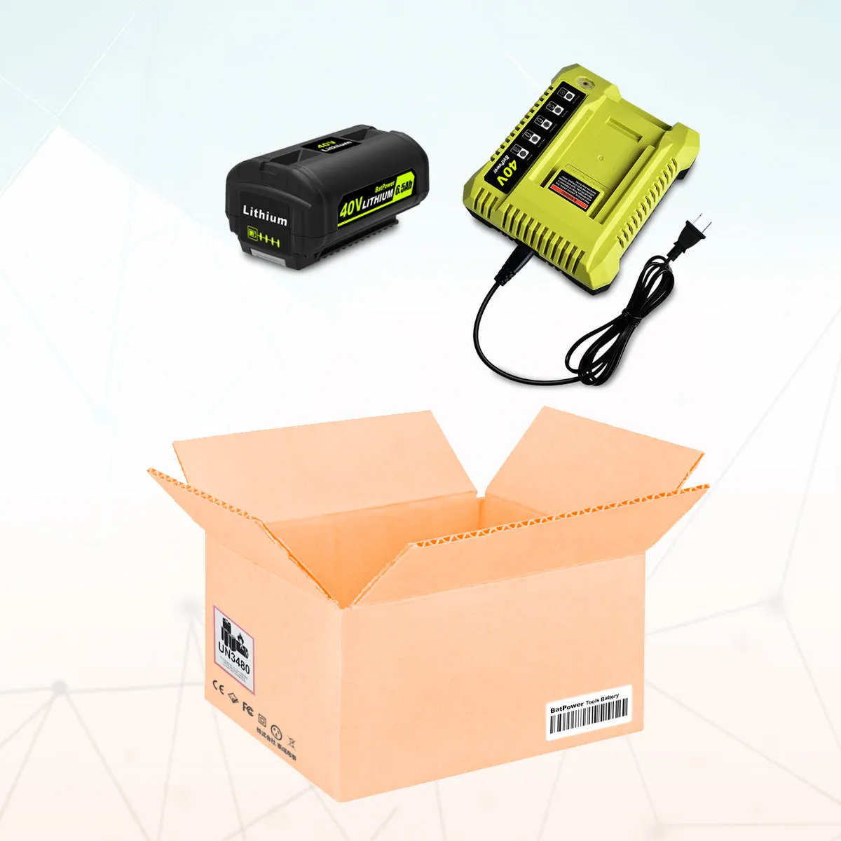 6.5AH 40V Lithium Battery and Charger Combo for Ryobi 40V Battery with Charger Kit OP401 OP40602 OP40601 6Ah 5Ah 4Ah 3Ah Ryobi 40V Battery and Charger