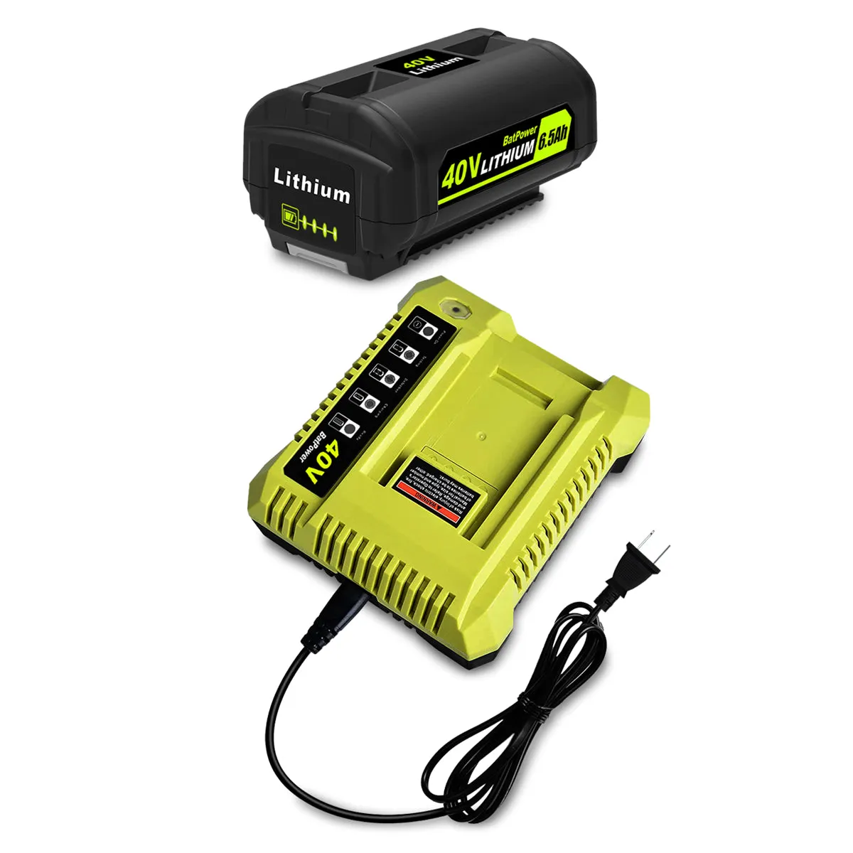 6.5AH 40V Lithium Battery and Charger Combo for Ryobi 40V Battery with Charger Kit OP401 OP40602 OP40601 6Ah 5Ah 4Ah 3Ah Ryobi 40V Battery and Charger