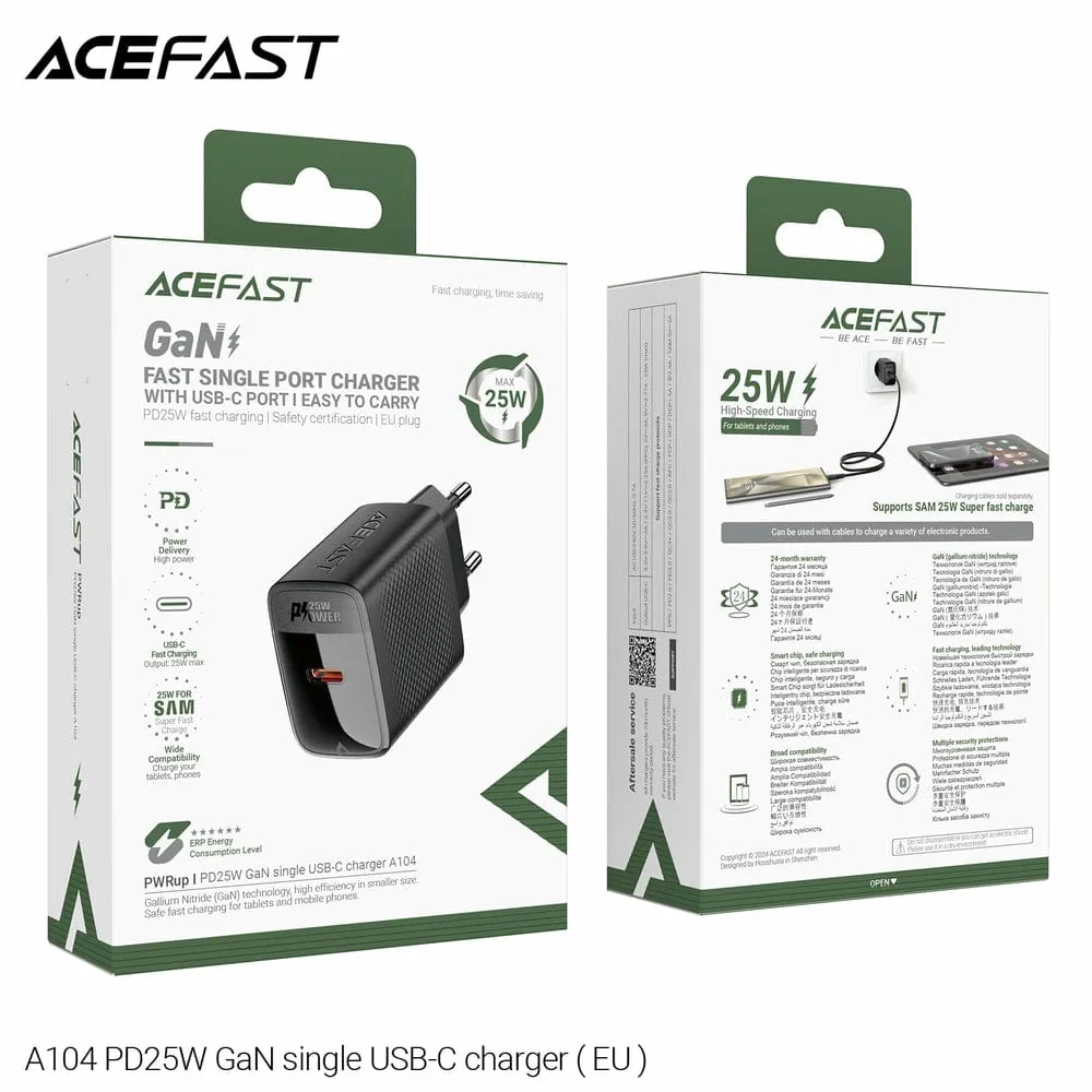 Ace Fast Charger Adapter, 25Watts, Black