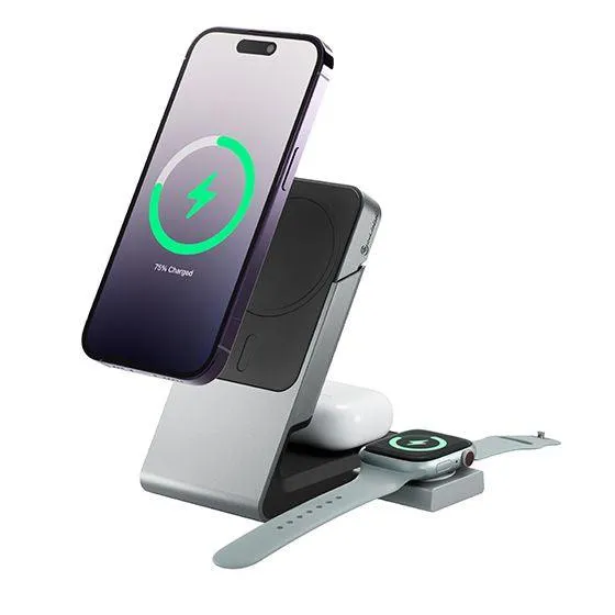 ALOGIC Matrix 3-in-1 Magnetic Charging Dock with Apple Watch Charger - Black (MSCDDAWC)