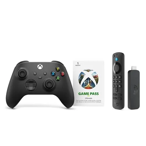 Amazon Fire TV Stick 4K with Carbon Black Xbox Core Wireless Controller Bundle   Free Month of Game Pass for New Members