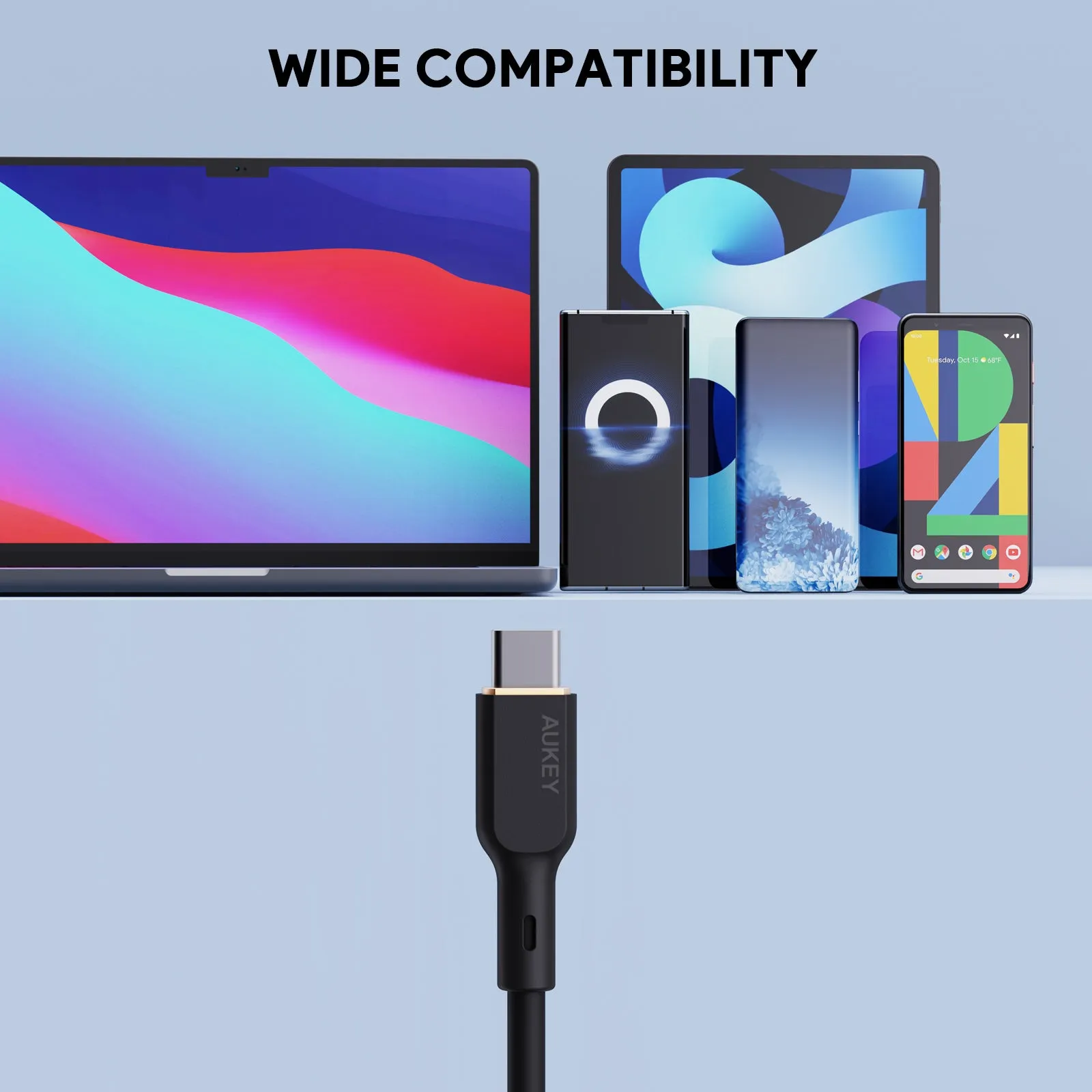 Aukey CB-SCC101/CB-SCC102 Circlet Blink 100W Silicone USB-C to USB-C Cable 1m/1.8m