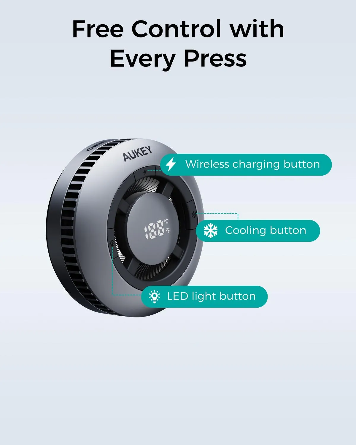 Aukey LC-G10 MagFusion GameFrost Qi2 Magnetic Fast Wireless Charging Active Cooling