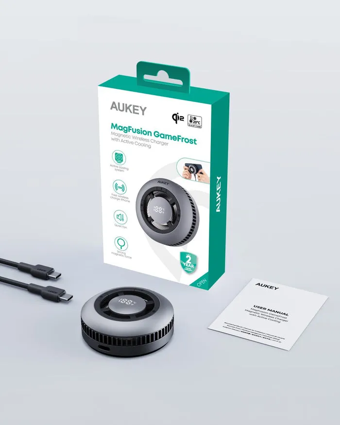 Aukey LC-G10 MagFusion GameFrost Qi2 Magnetic Fast Wireless Charging Active Cooling