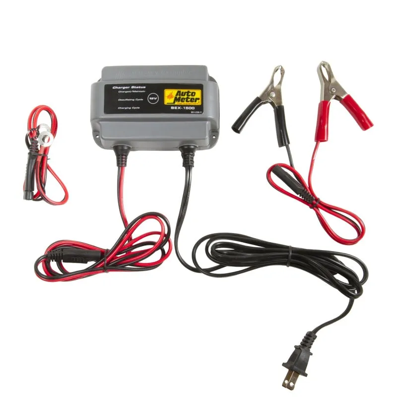 Auto Meter Battery Extender AGM Battery Charger - 12V - 1.5 amps - Indicator Lights - 3 Step Charging Program