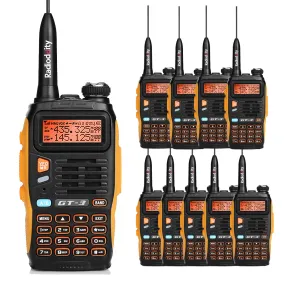 Baofeng GT-3 Mark II [10 Pack] | Dual Band | 5W | Better Antenna | VOX | Flashlight