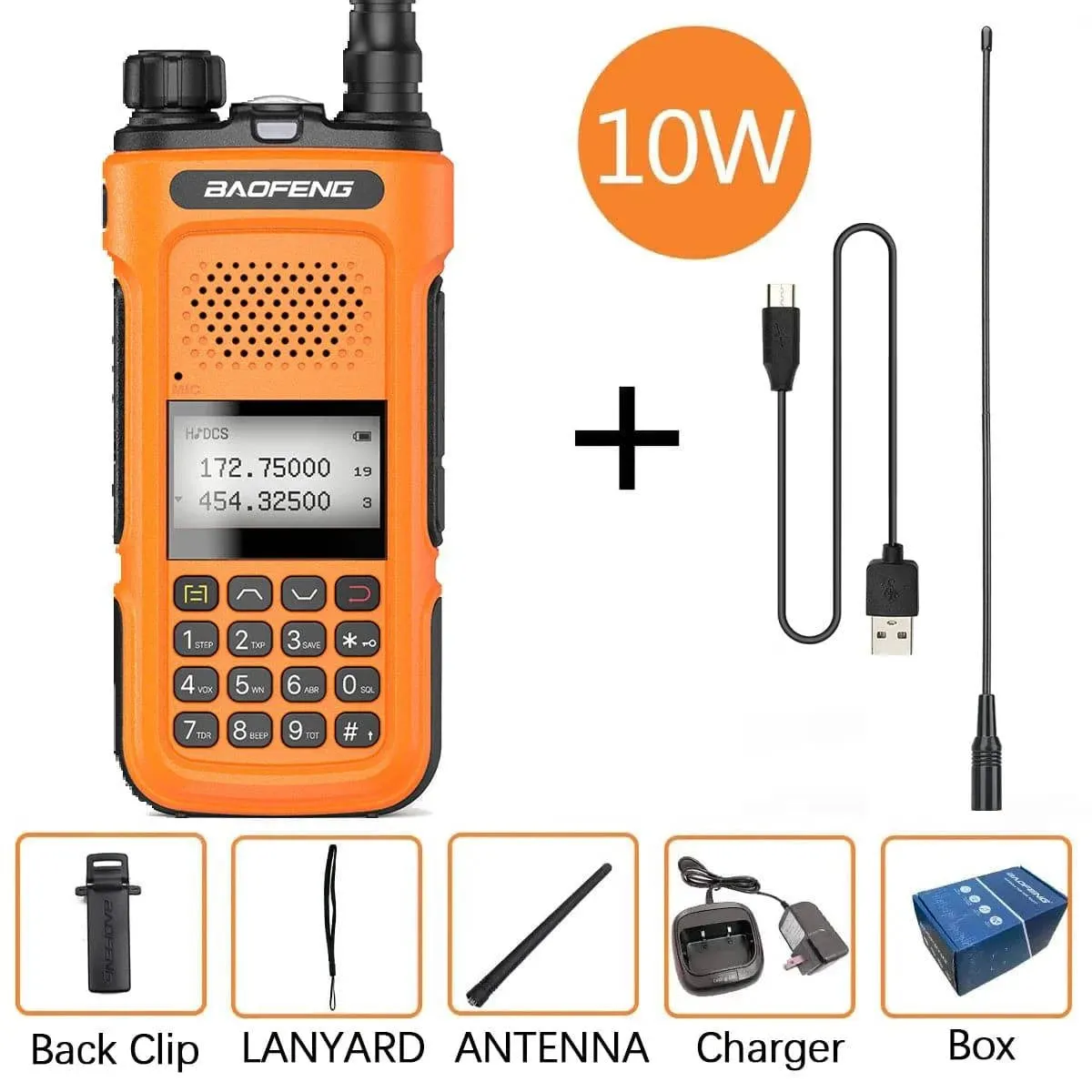 Baofeng UV-10R 10W Walkie Talkie Type-C Charging 136-174&400-480MHz Long Range Portable Ham Two Way Radio