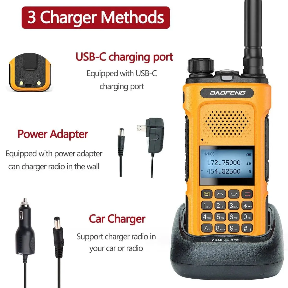 Baofeng UV-10R 10W Walkie Talkie Type-C Charging 136-174&400-480MHz Long Range Portable Ham Two Way Radio