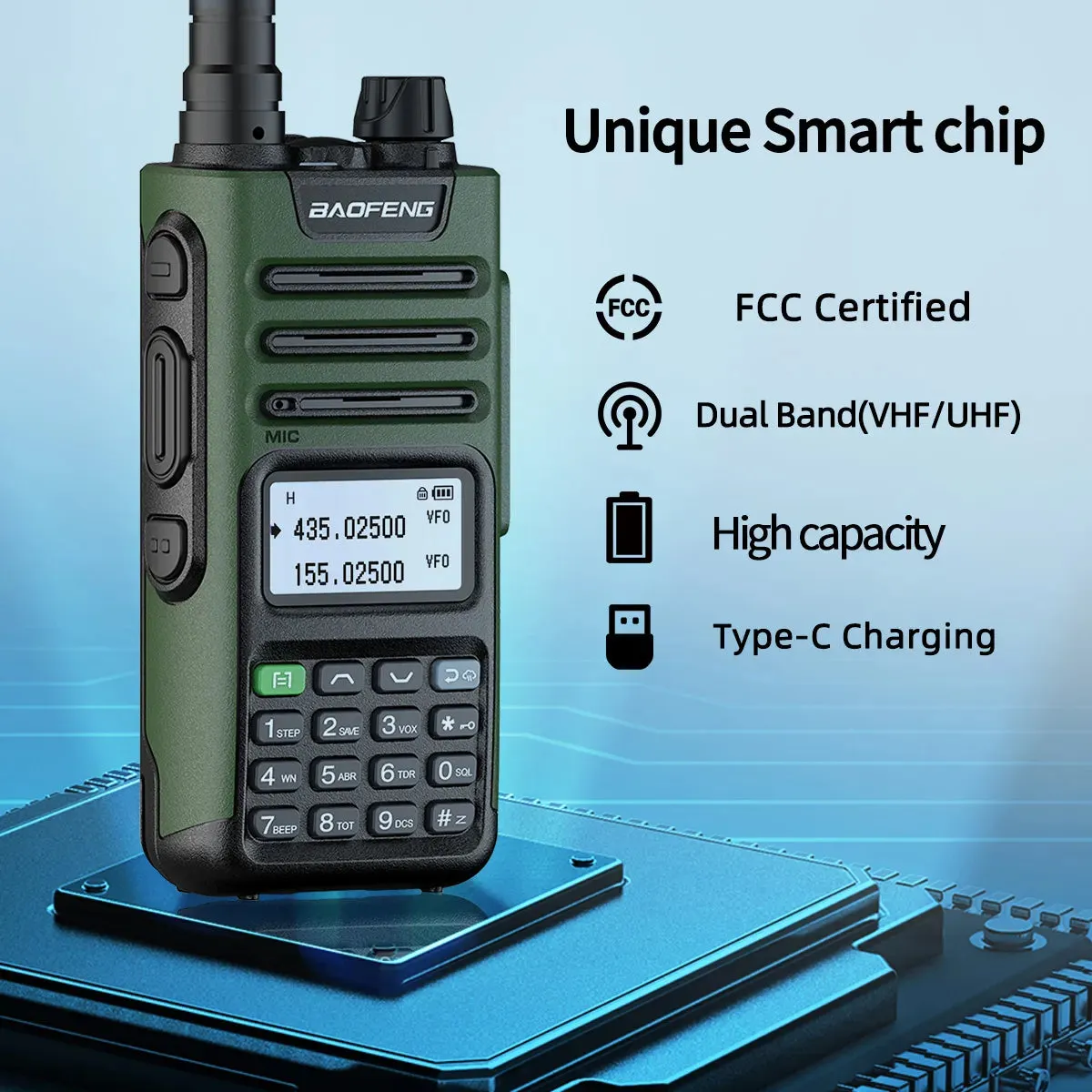 BaoFeng UV-13 PRO Dual Band Walkie Talkie Type-C Charger 16 KM Long Range UV13 Pro Transceiver Ham Portable Two Way Radio