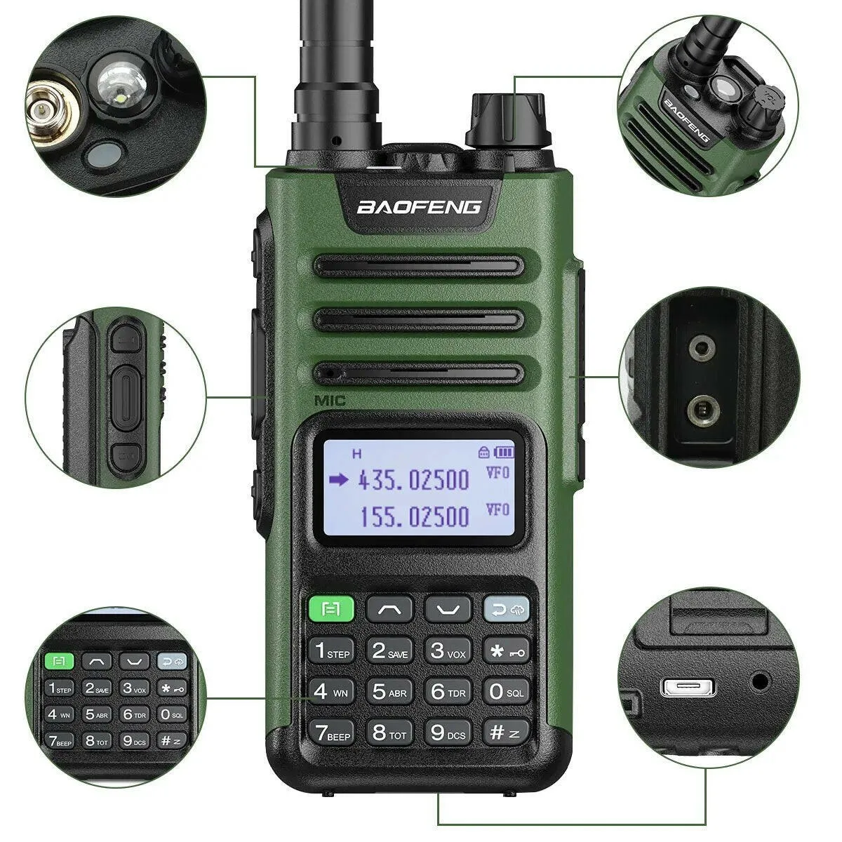 BaoFeng UV-13 PRO Dual Band Walkie Talkie Type-C Charger 16 KM Long Range UV13 Pro Transceiver Ham Portable Two Way Radio