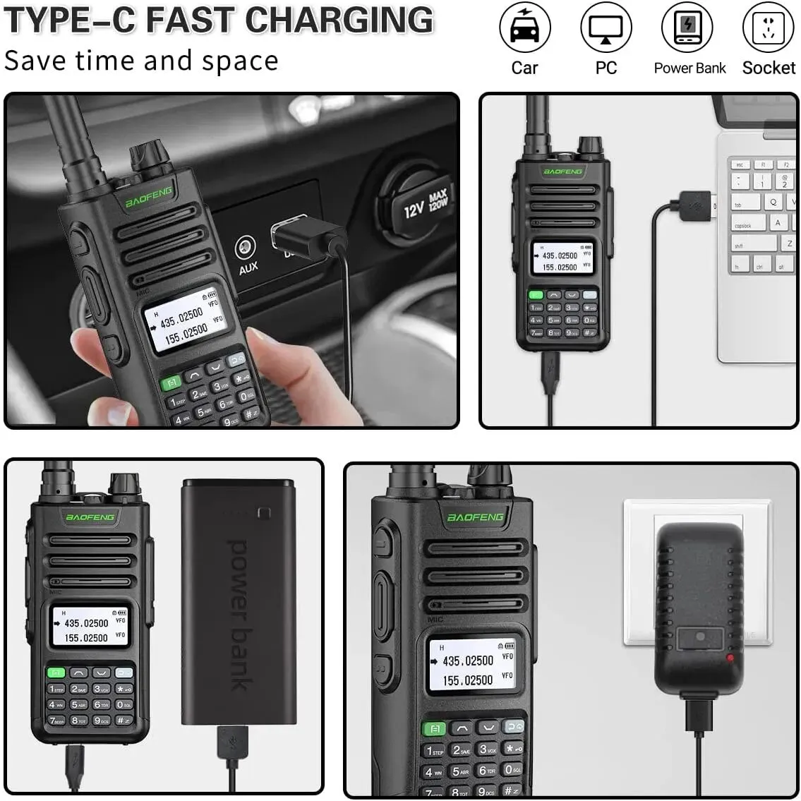 BaoFeng UV-13 PRO V1 V2 High Power Dual Band Walkie Talkie Type C Charger 16 KM Long Range UV13 Transceiver Ham Two Way Radio