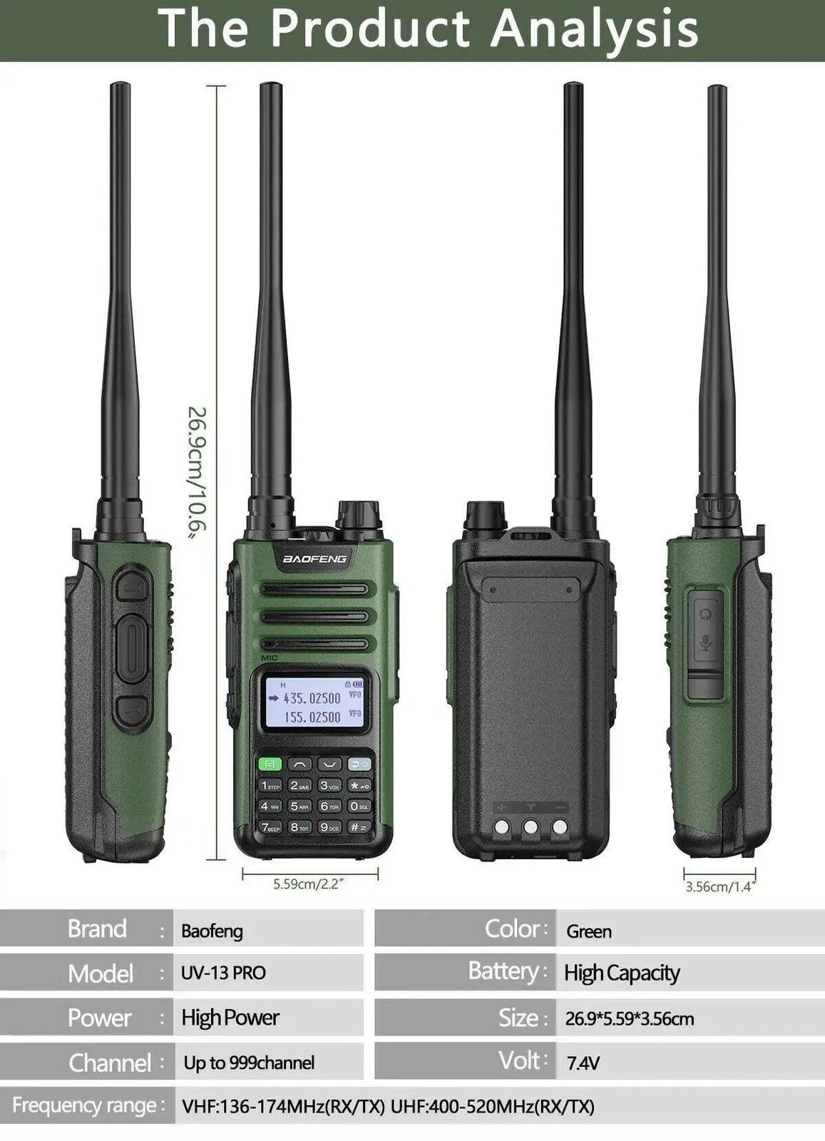 BaoFeng UV-13 PRO V1 V2 High Power Dual Band Walkie Talkie Type C Charger 16 KM Long Range UV13 Transceiver Ham Two Way Radio