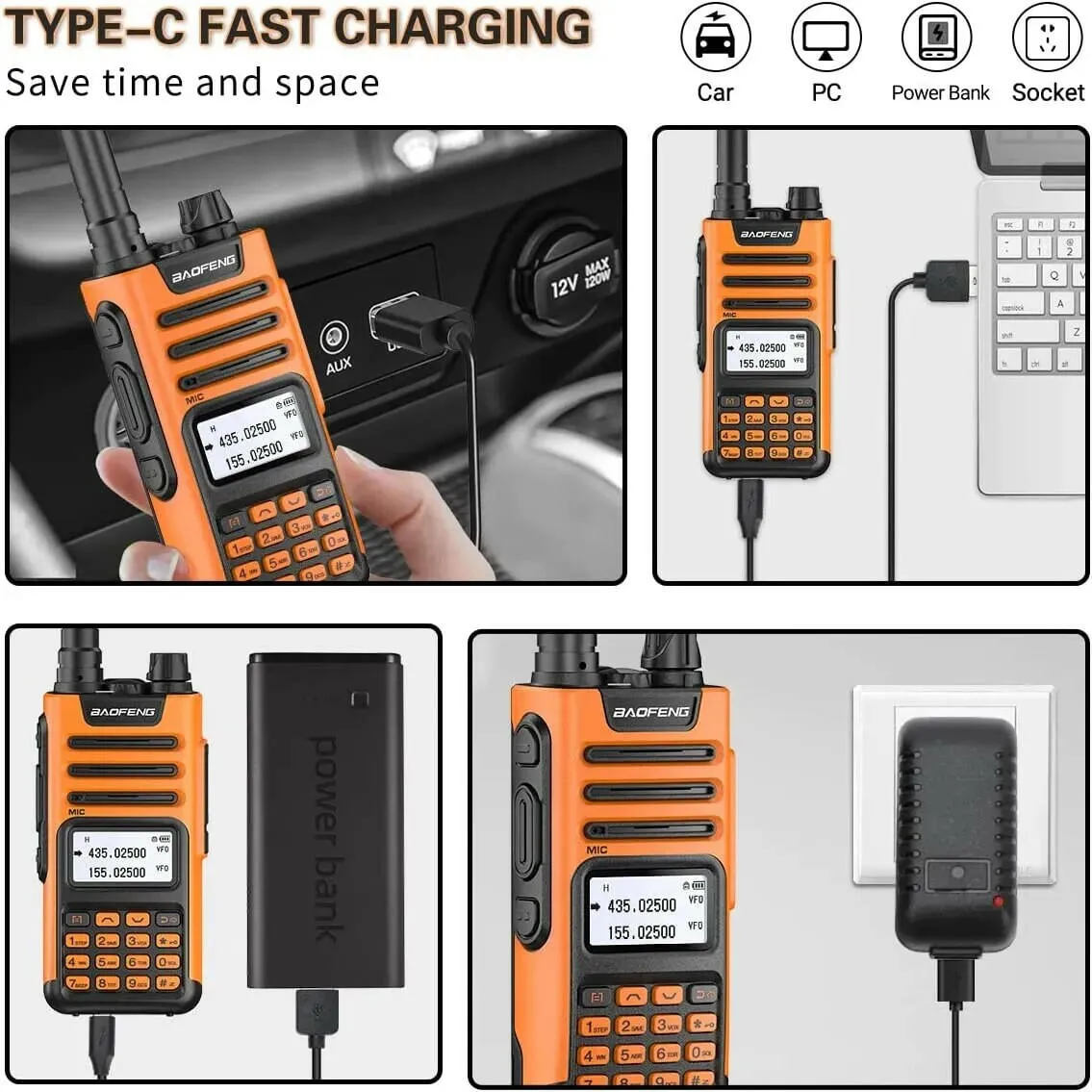 BaoFeng UV-13 PRO V1 V2 High Power Dual Band Walkie Talkie Type C Charger 16 KM Long Range UV13 Transceiver Ham Two Way Radio