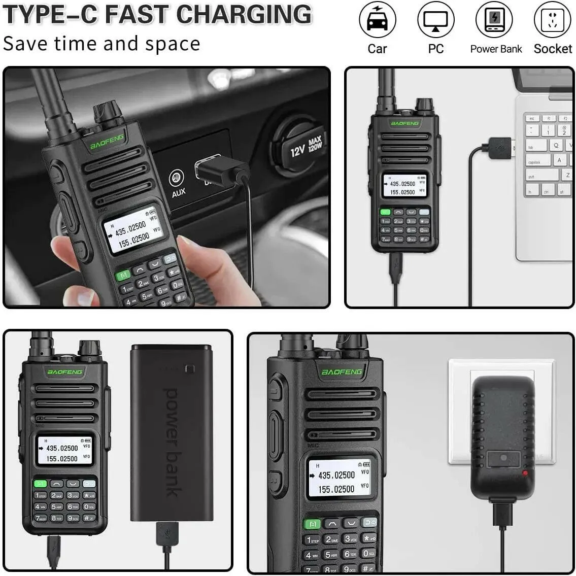 BaoFeng UV-13 PRO V1 V2 High Power Dual Band Walkie Talkie Type C Charger 16 KM Long Range UV13 Transceiver Ham Two Way Radio