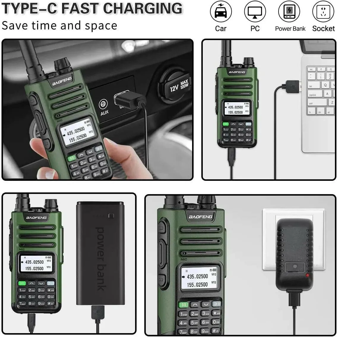 BaoFeng UV-13 PRO V1 V2 High Power Dual Band Walkie Talkie Type C Charger 16 KM Long Range UV13 Transceiver Ham Two Way Radio