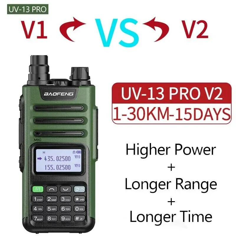 BaoFeng UV-13 PRO V1 V2 High Power Dual Band Walkie Talkie Type C Charger 16 KM Long Range UV13 Transceiver Ham Two Way Radio